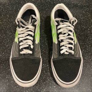 VANS| old school neon green fire